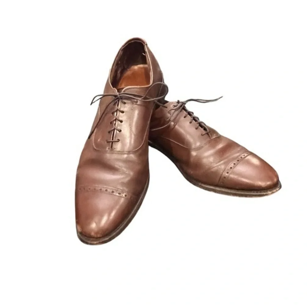 Allen Edmonds Fifth Avenue Cap-Toe Oxford Derby Size 12 C Light Brown Lace Up‎